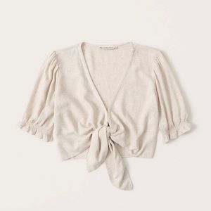 Abercrombie & Fitch Tie-Front Linen-Blend Top (OE)